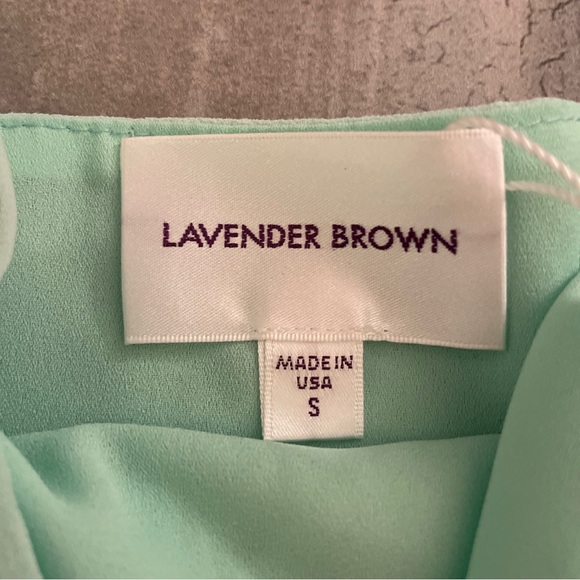 NWT Lavender Brown Aaligah Mini Ruffled Spaghetti Strap Dress In Mint Size Small - Picture 3 of 13